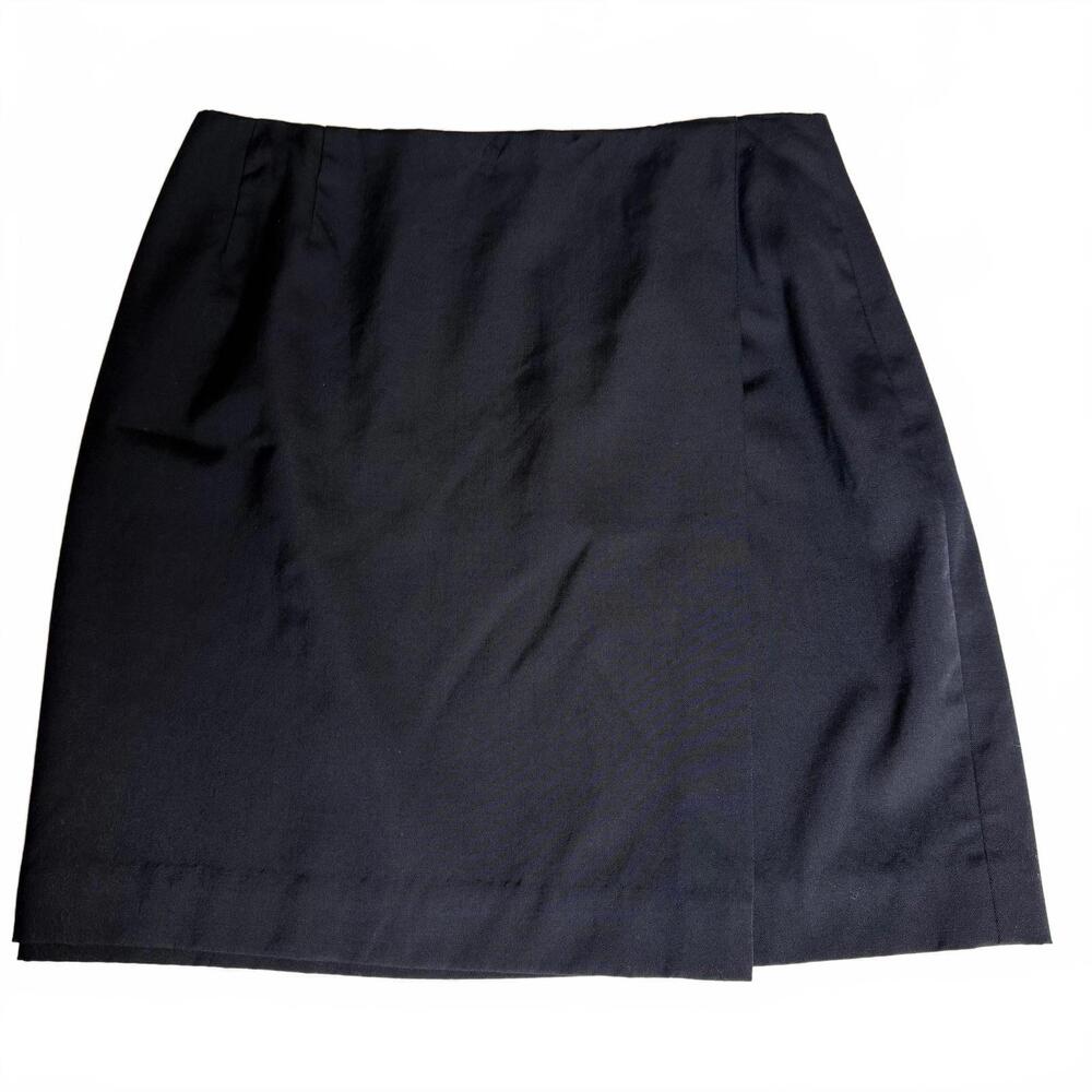 Vintage Y2K Deane & White lined Navy Blue faux Wrap skirt. Size M. Workwear